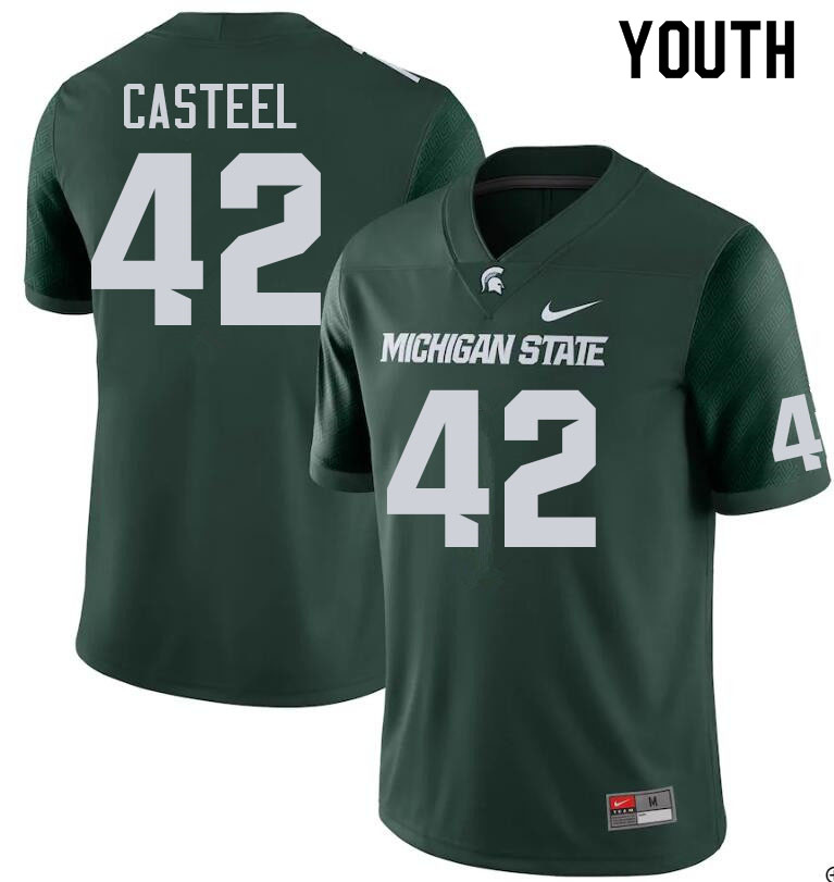 Youth #42 Carson Casteel Michigan State Spartans College Football Jerseys Sale-Green